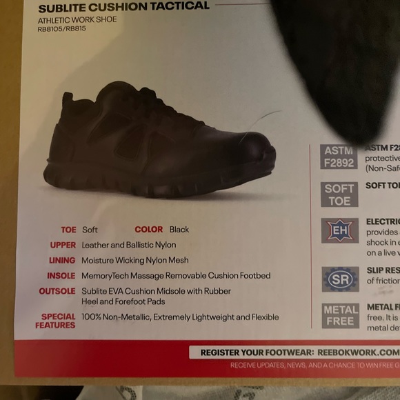 Reebok Men's Tactical Shoe - Black - New - Picture 9 of 16